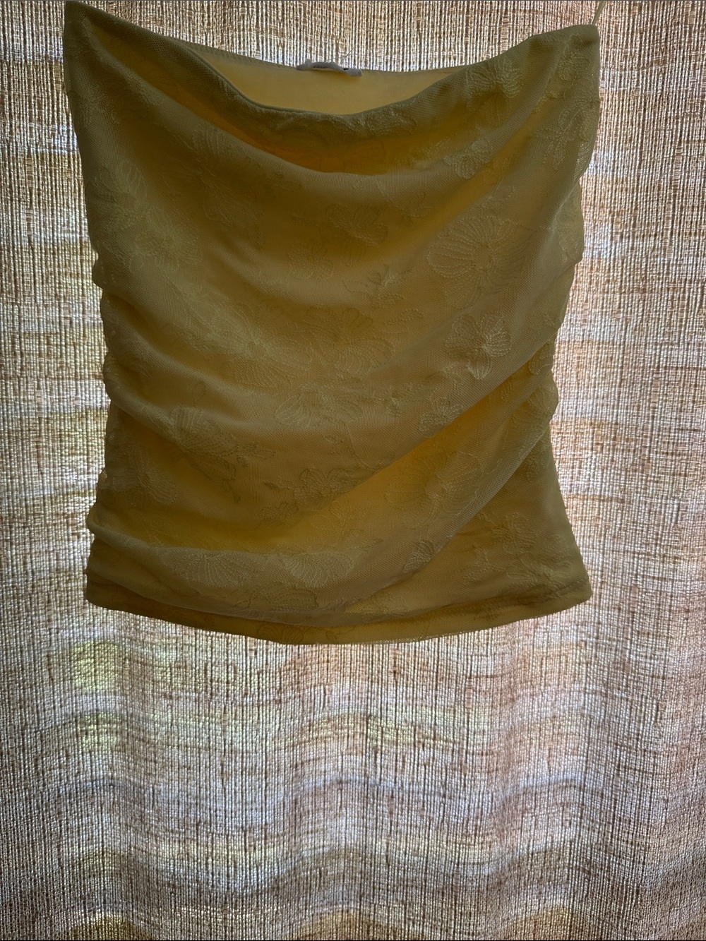 Garage Yellow Floral Jacquard Strapless Tube Top